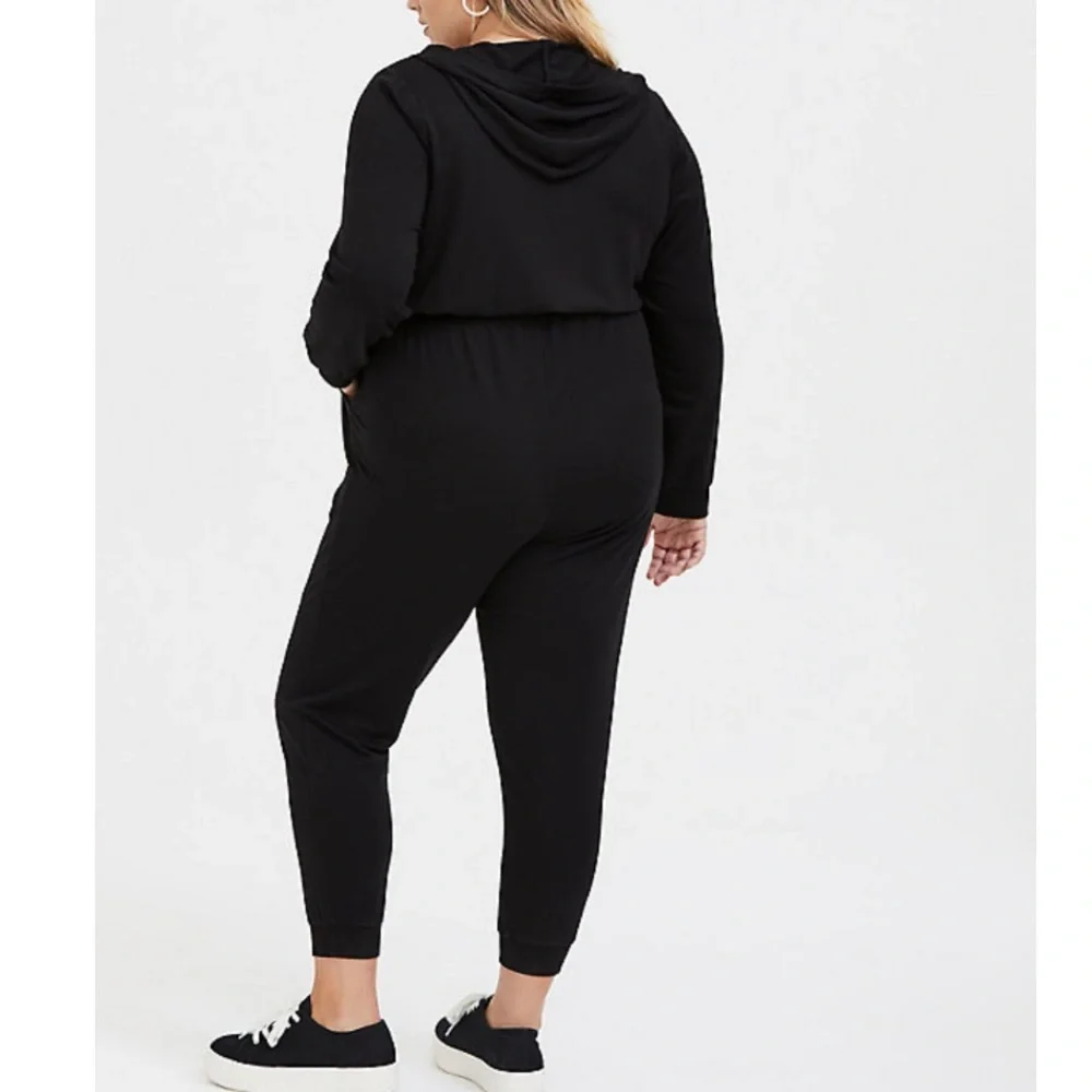 Torrid BLACK TERRY ZIP FRONT HOODED JUMPSUIT - Picture 6 of 11